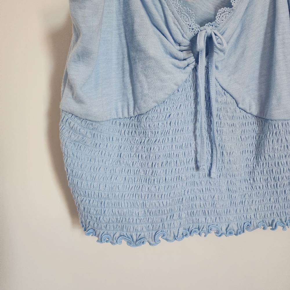 Blue Ruffle Smocked Crop Tank - Picture 12 of 12